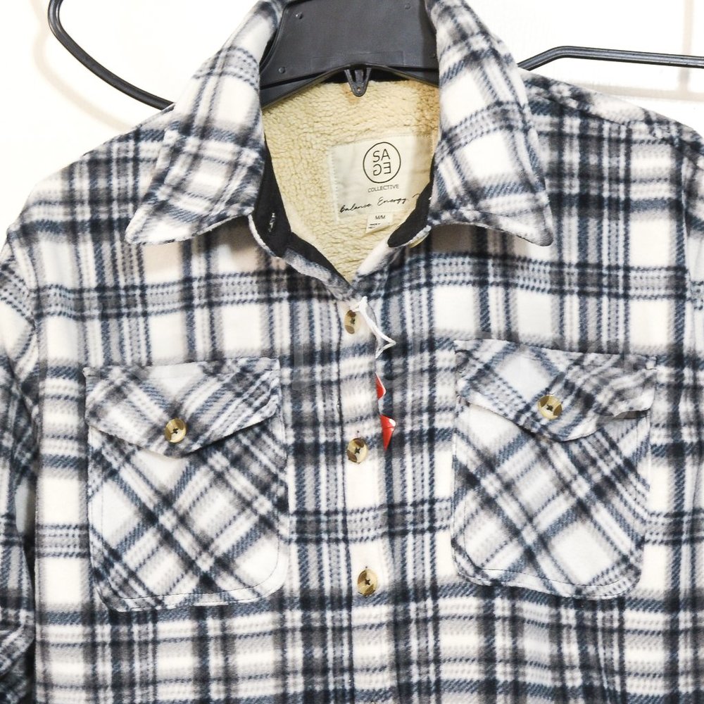 Sage Ladies' Plush Shirt Jacket WHITE - Picture 6 of 8